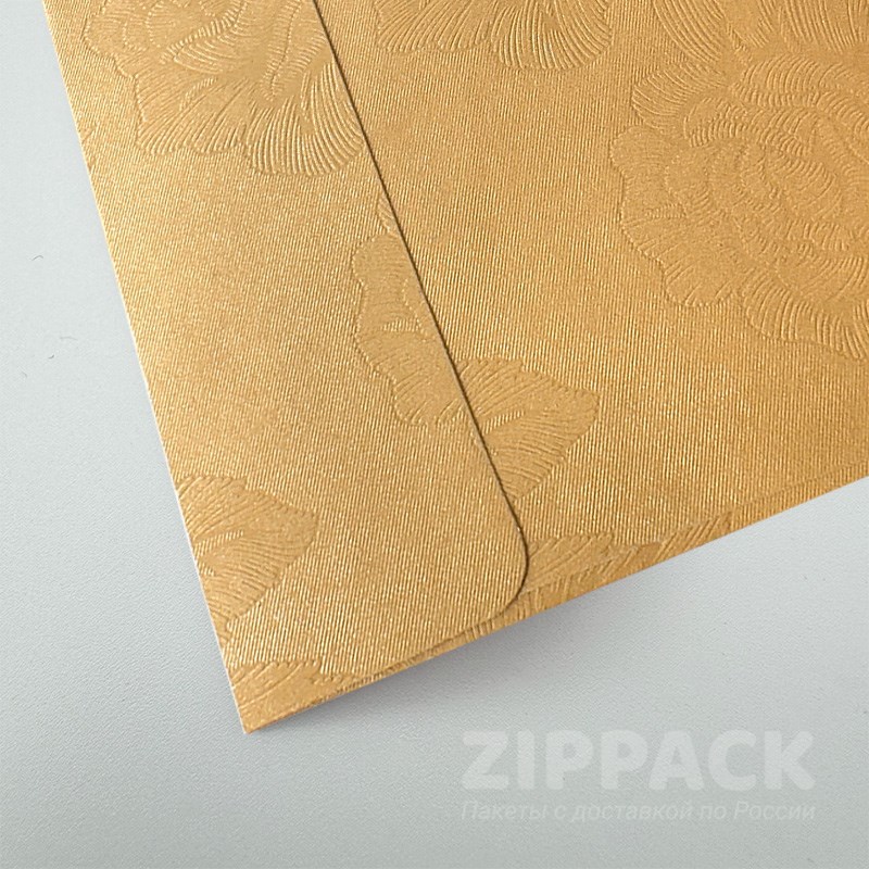 Конверт золотой металлик С6 114х162 мм | 120 г/м² | Объемный рисунок цветы FLOW-C6-22