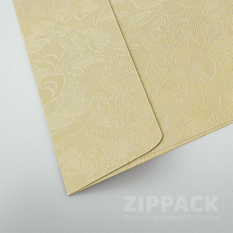 Подарочный конверт с цветами 110х220 мм (Е65) | 120 гр./м2 | Кремовый металлик FLOW-DL-31