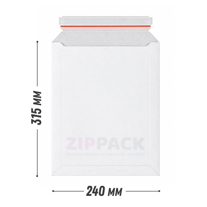 БЕЛЫЙ КАРТОННЫЙ ПАКЕТ С4 240x315 мм | Плотность 390 гр./м² PS.103